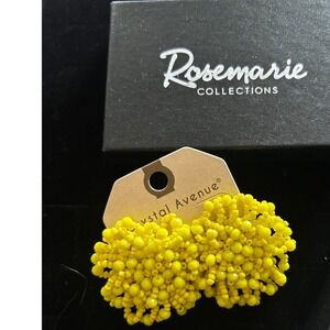 Crystal Avenue Yellow Beaded Cluster Stud Earrings | Rosemary Collections Box